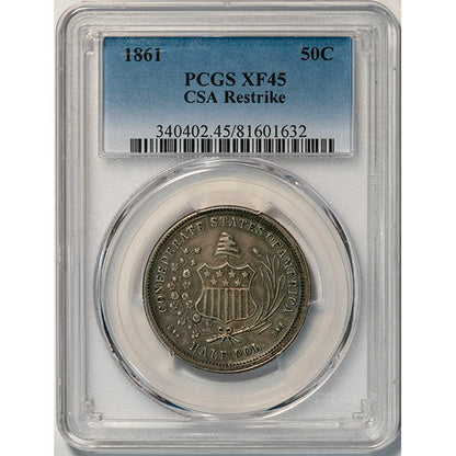 (6306) 1861 50C CSA Restrike PCGS XF45 ***