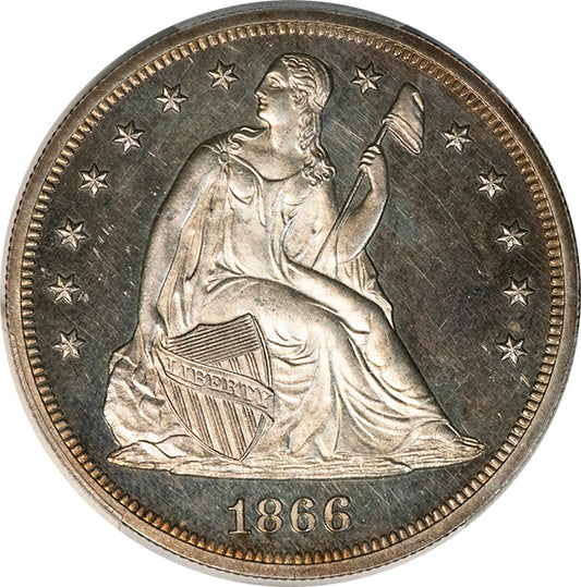 (7014) 1866 $1 Motto PCGS PR62CAM CAC