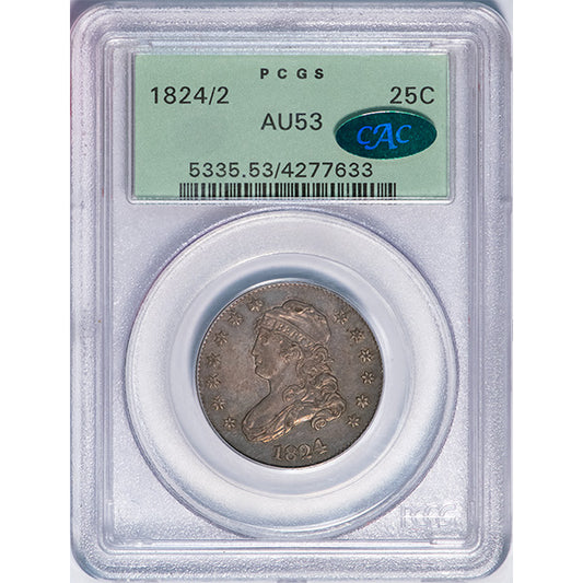 (5335) 1824/2 25C Old Holder PCGS AU53 CAC