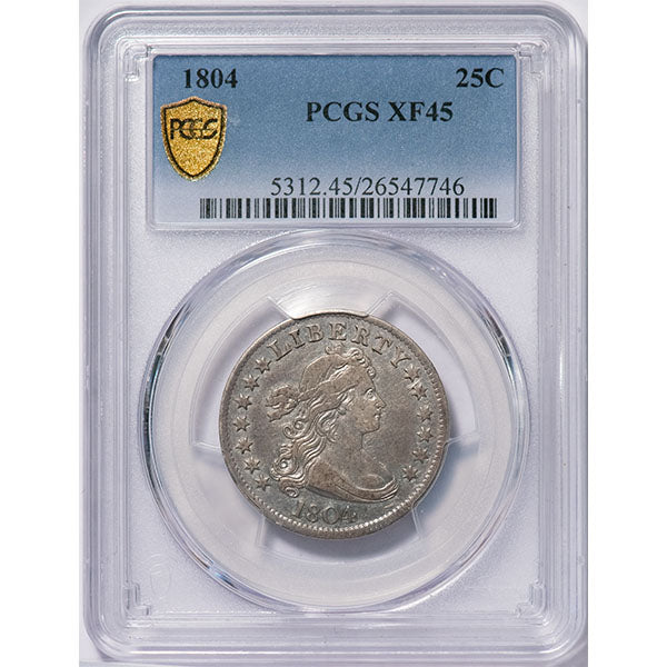 (5312) 1804 25C PCGS XF45