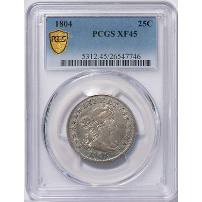 (5312) 1804 25C PCGS XF45