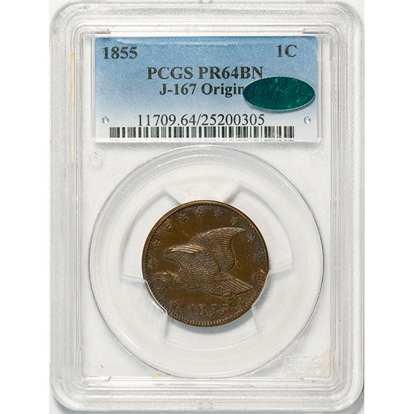 (1907) 1855 1C J-167, P-193, R.5 PCGS PR64BN CAC