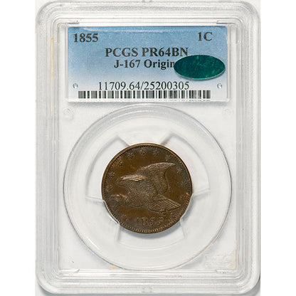 (1907) 1855 1C J-167, P-193, R.5 PCGS PR64BN CAC