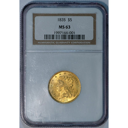 (8173) 1835 $5 NGC MS63