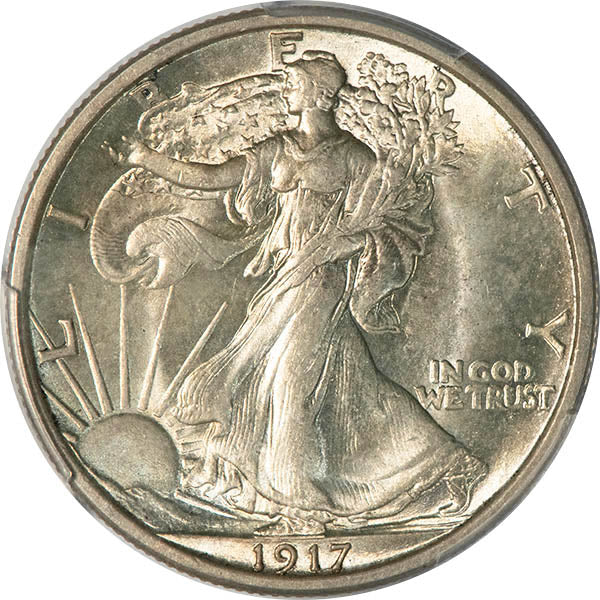 (6569) 1917 50C PCGS AU58+ CAC