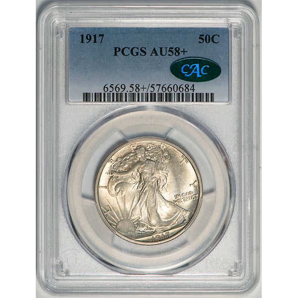 (6569) 1917 50C PCGS AU58+ CAC