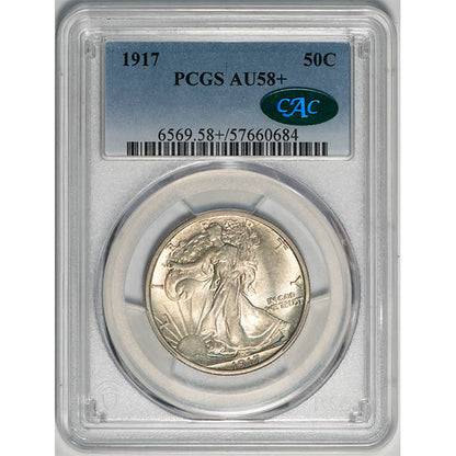 (6569) 1917 50C PCGS AU58+ CAC