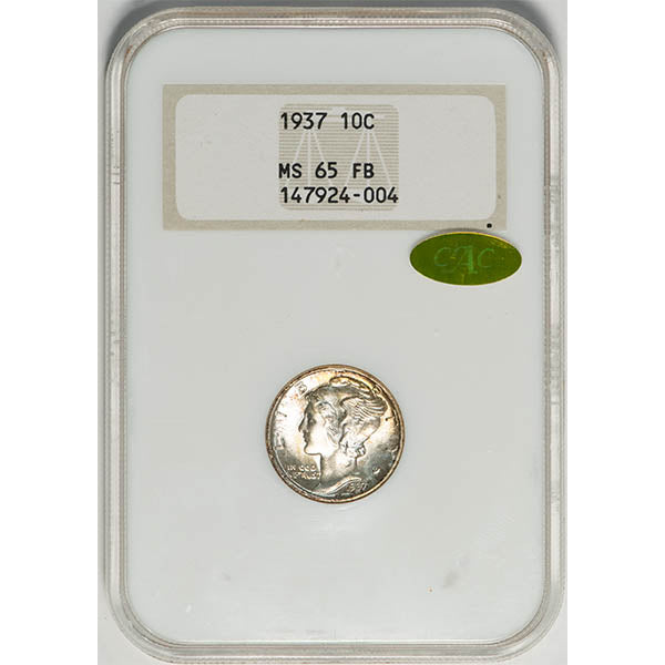 (5005) 1937 10C NGC MS65FB Gold CAC