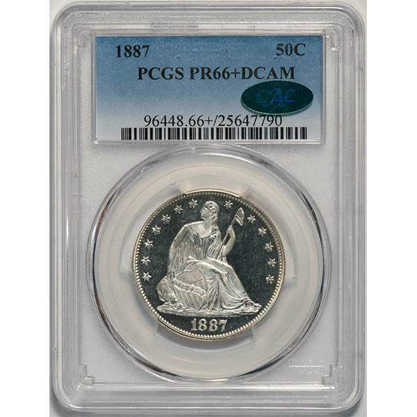 (6448) 1887 50C PCGS PR66+DCAM CAC