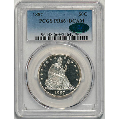 (6448) 1887 50C PCGS PR66+DCAM CAC