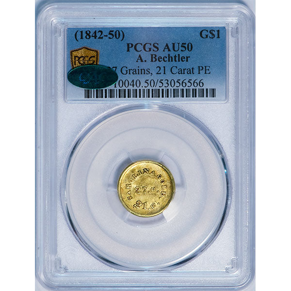 (8050) (1842-50) G$1 PCGS AU50 CAC