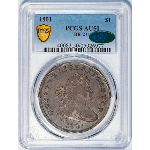 (6900) 1801 $1 BB-211 PCGS AU50 CAC