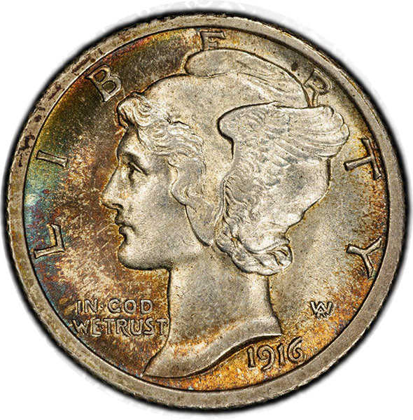 (4907) 1916-D 10C PCGS MS64FB CAC