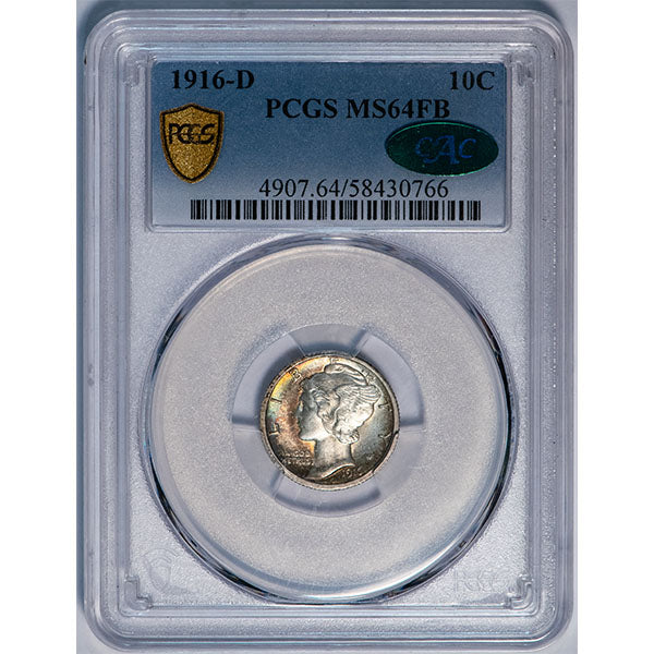 (4907) 1916-D 10C PCGS MS64FB CAC